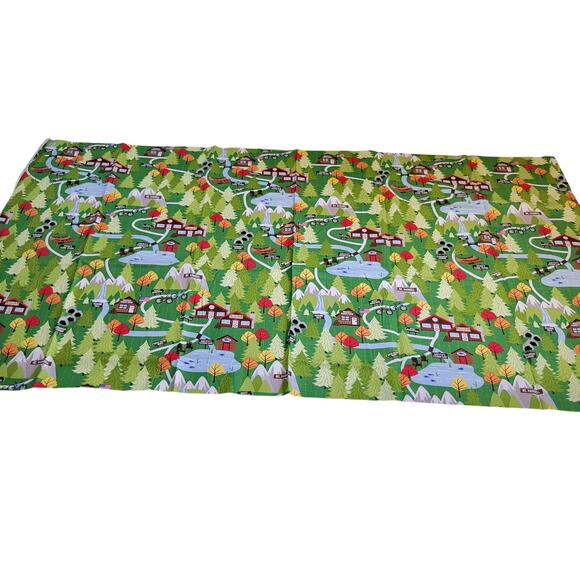 Cotton Fabric Green North Woods Cabins Trails Forest Campsite 24x44 Quilting - Picture 5 of 14